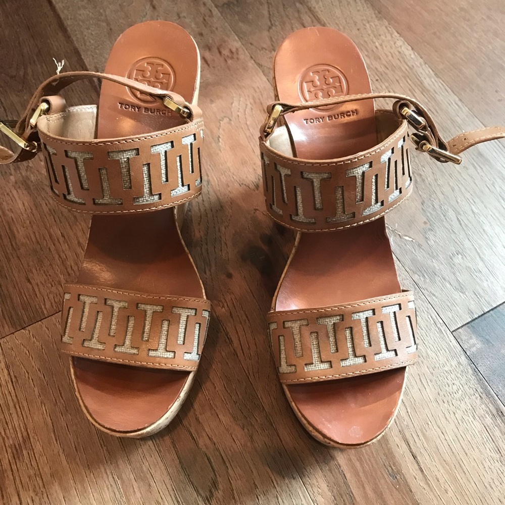 Tory Burch perforated cork wedges